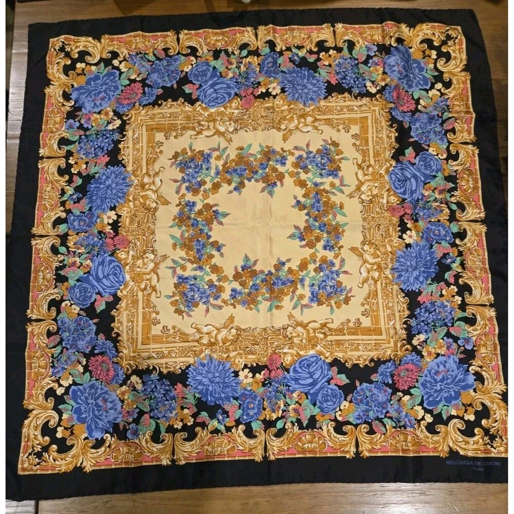 Vintage Bellodgia de Caron Paris Silk Scarf Made In Italy